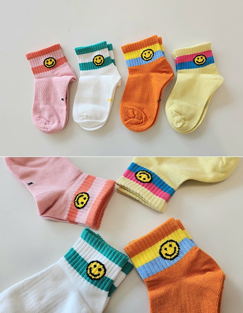 알록 스마일 - socks (4종1set)